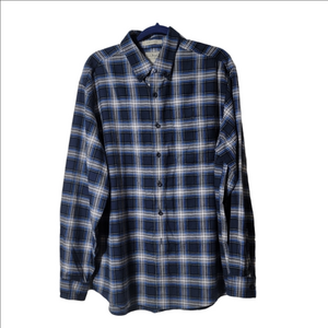 L.L.BEAN WICKED GOOD FLANNEL SHIRT 100% Cotton, Traditional Blue Plaid Size L